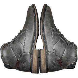 BKE Palmer Boots Shoes Mens Size 10 Gray Faux Leather Lace Up Side Zip Casual
